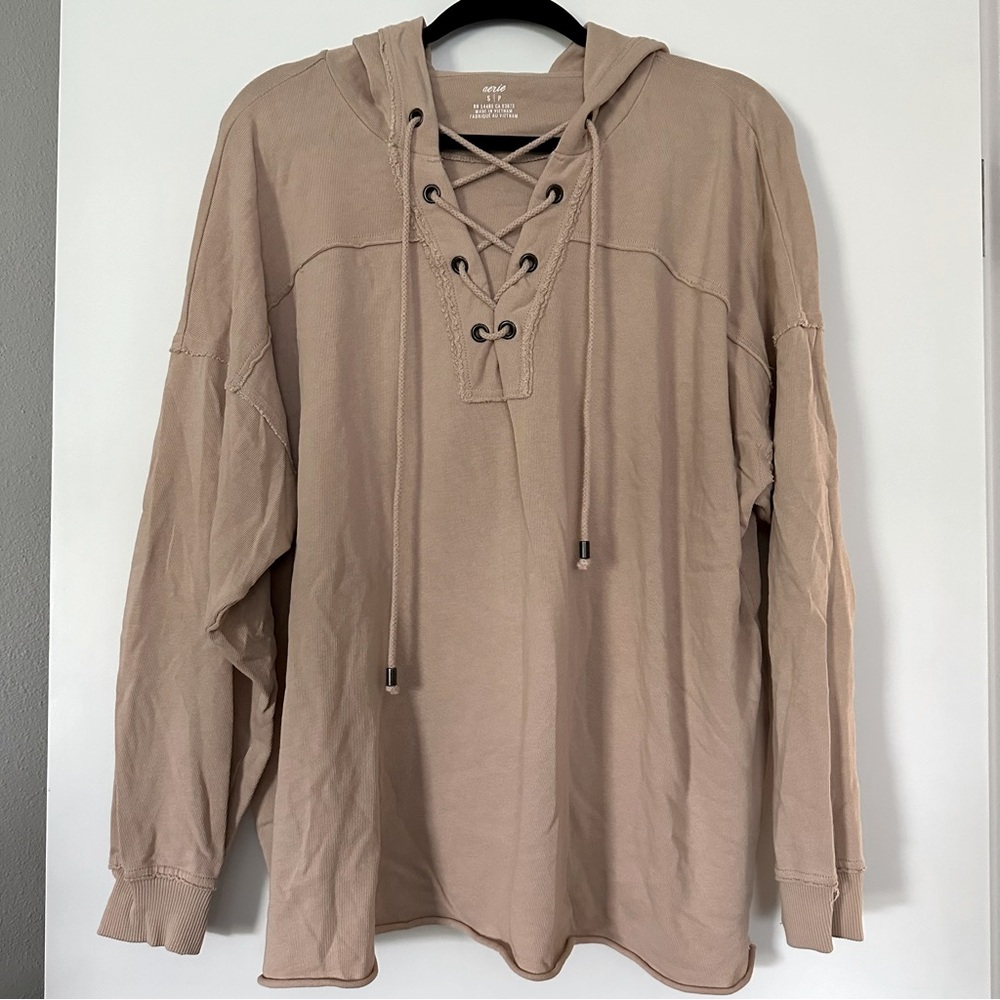 Aerie Sunday Soft Lace Up Hoodie